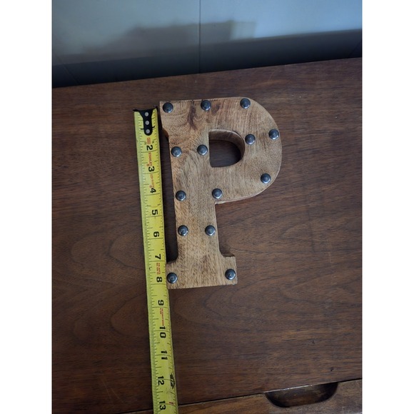 Wooden Letter "P" - Free Standing Block Studded Decoration Wood Farmhouse‎ - Picture 3 of 3